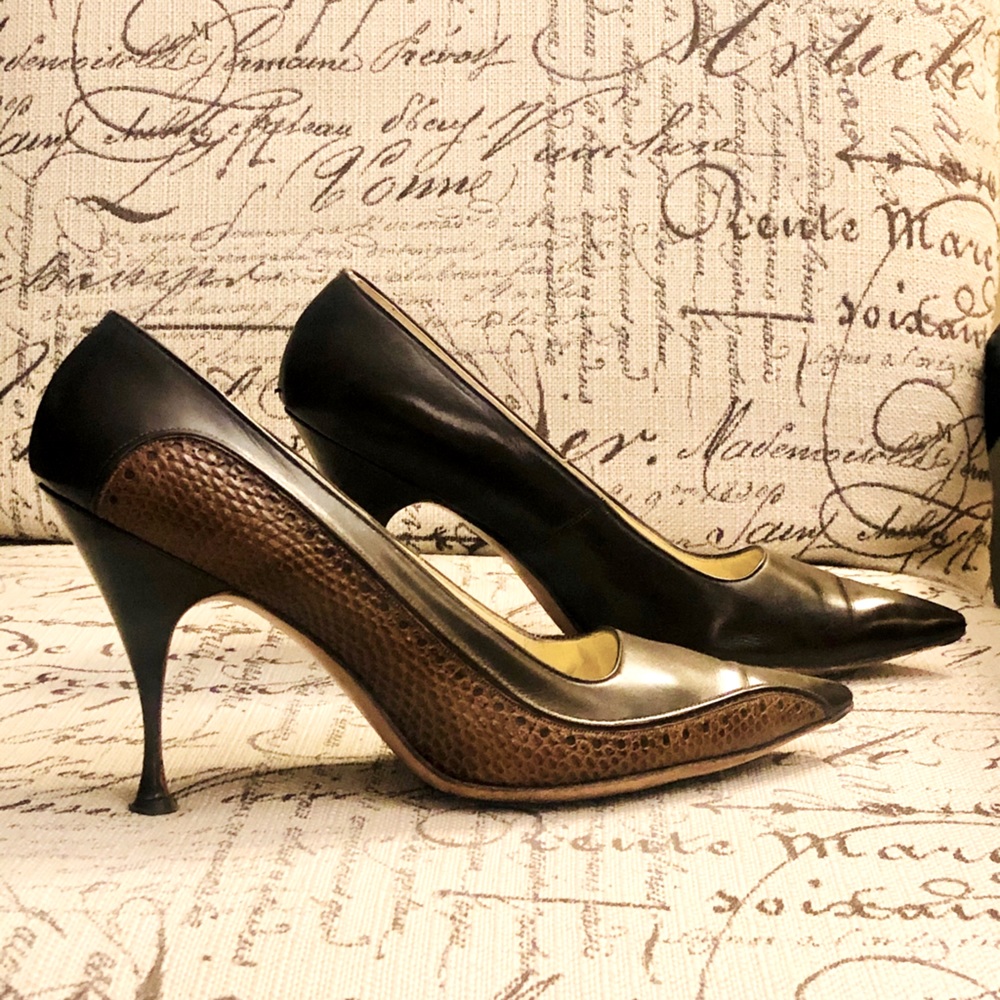Vintage Couture 1950s Lizard/Leather pumps